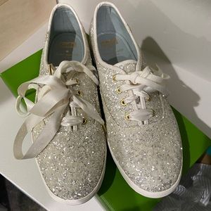 Kate Spade Glitter Cream Sneakers
